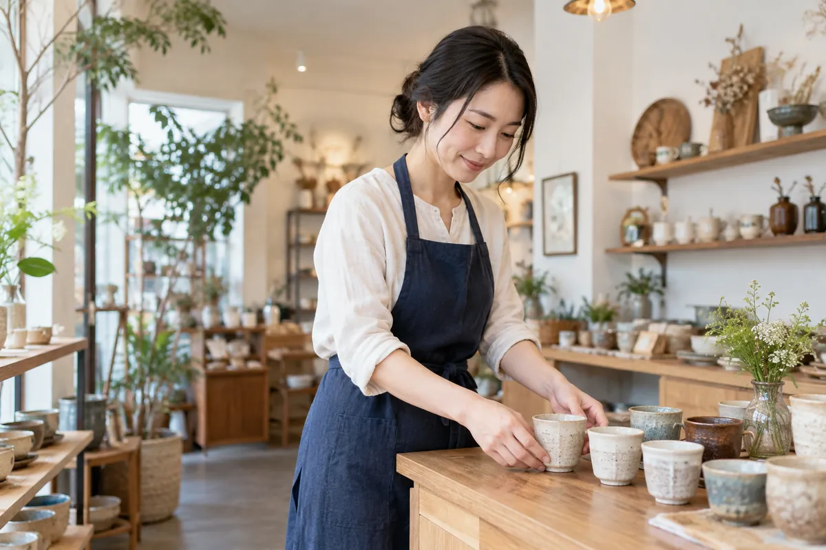 開店準備をする小さなお店のオーナーのイメージ